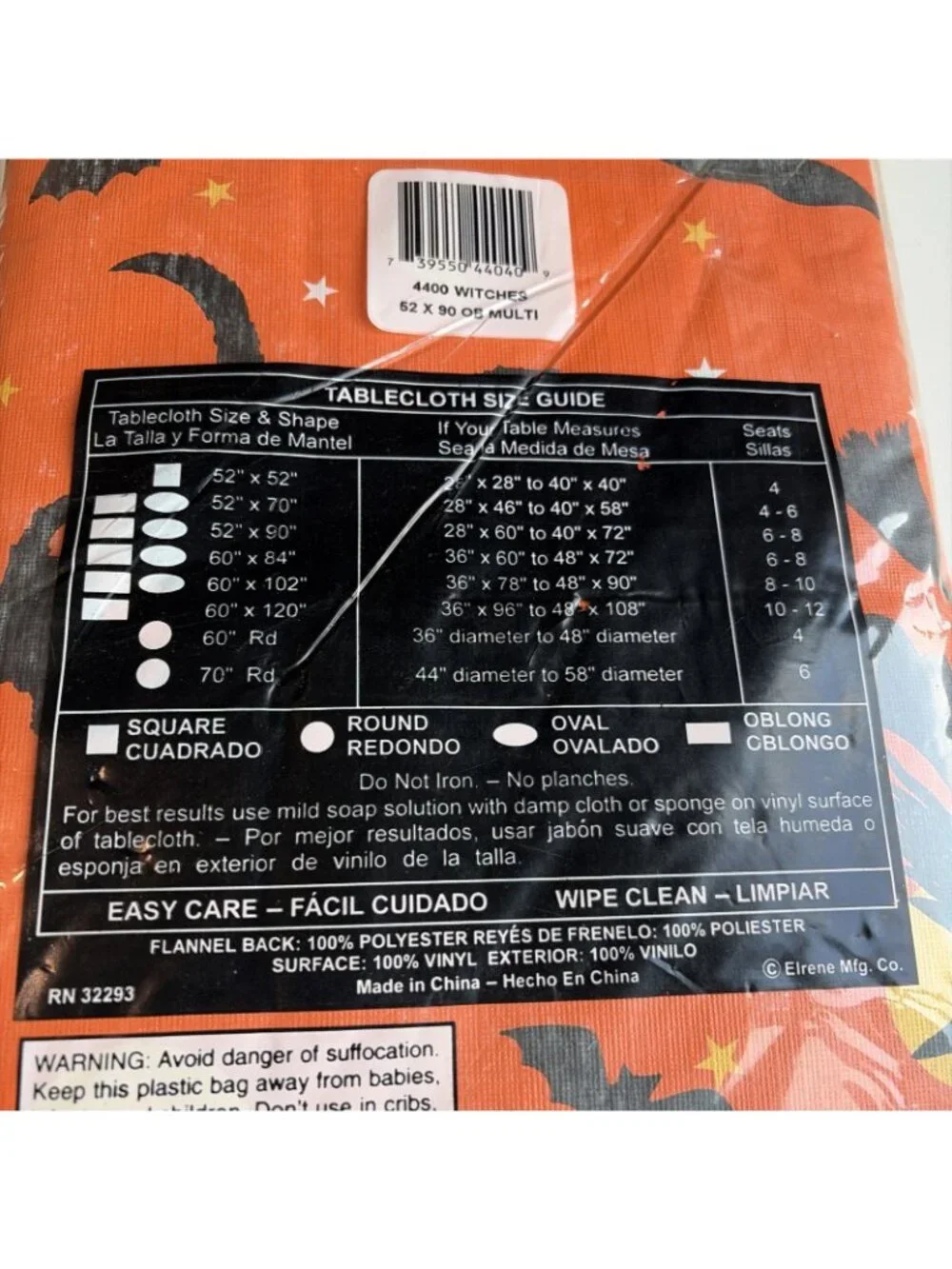 Vintage Halloween Witch Kitchen Tablecloth Flannel Backed Vinyl Rectangle 52x90”